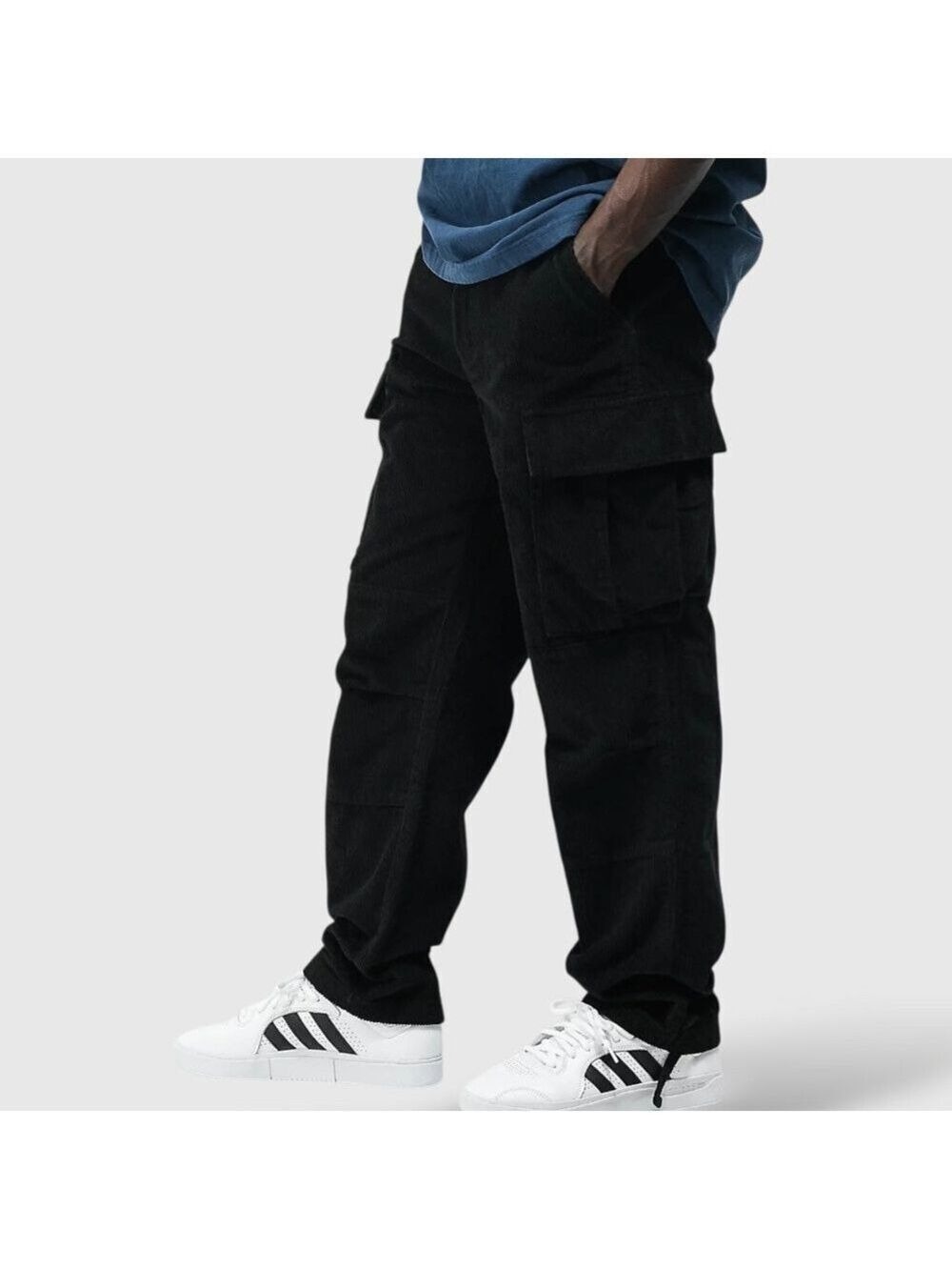 EMPYRE 100% Cotton Black Corduroy Cargo Skate Pants Sz 28